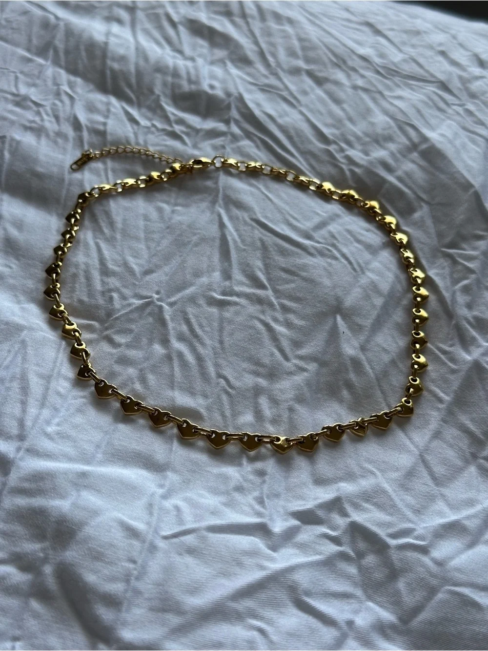 Gold Tone Heart Chain Necklace Trendy Choker Style - Picture 5 of 5